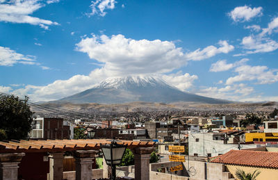 High angle view of townscape against sky