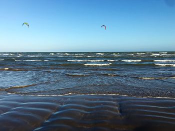 Scenic view of sea against clear sky