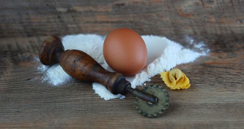 Close-up of eggs on table