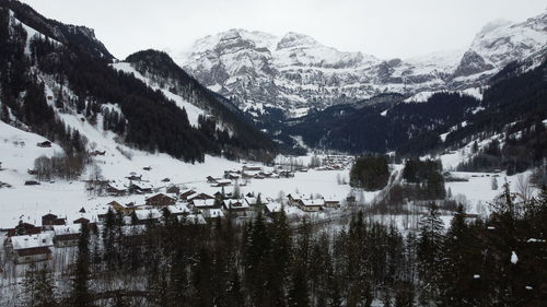 Scenic view of snowcapped mountains and lake against sky