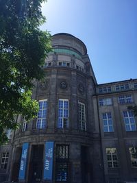 Low angle view of building against clear sky