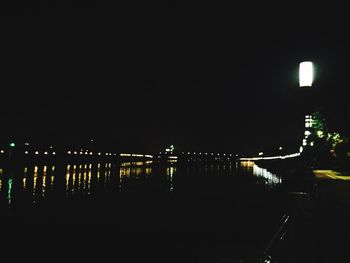 Reflection of illuminated buildings in water