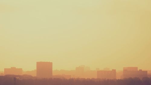 View of cityscape at sunset