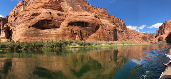 Reflection of rock formations in water