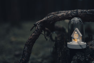 Close-up of illuminated lamp