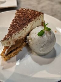 High angle view of dessert in plate on table