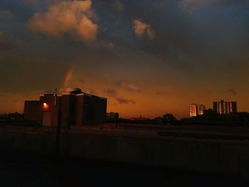 Built structure against sunset sky