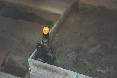 High angle view of machine