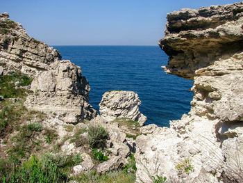 Scenic view of sea against clear sky