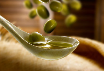 Close-up of drink in bowl on table