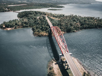 High angle view of bridge over river