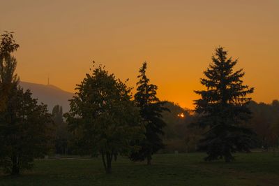 Scenic view of landscape at sunset