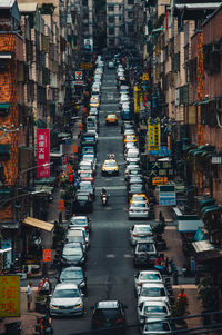 High angle view of traffic on city street