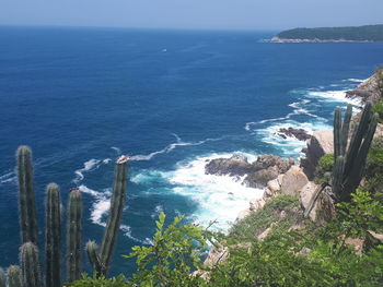 High angle view of sea against sky