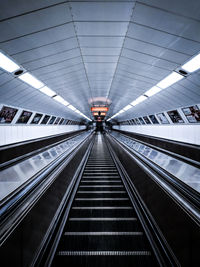 Low angle view of escalator