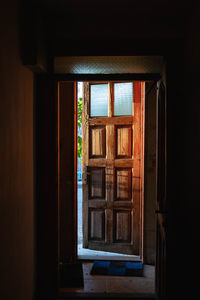 Closed door of building