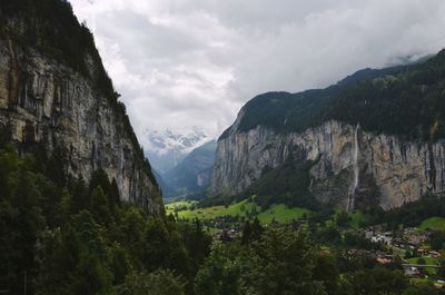 Scenic view of mountains against sky