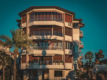 Low angle view of building against clear sky