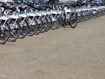 Bicycles parked in row