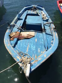 Close-up of moored boat