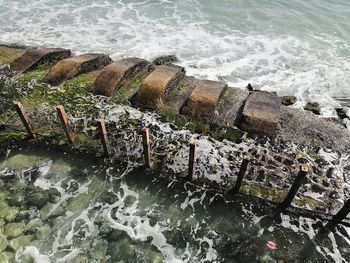 High angle view of sea waves