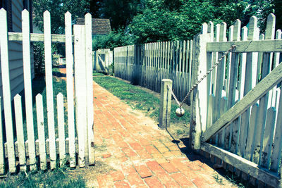 View of gate against trees