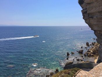 Scenic view of sea against clear sky