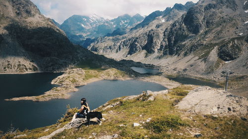 Scenic view of lake and mountains