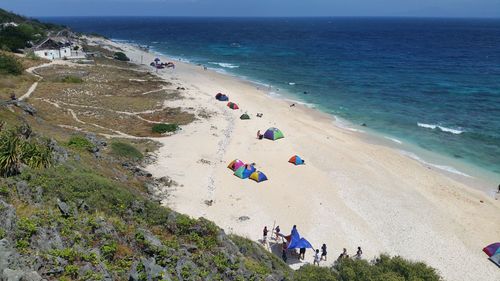 High angle view of people on beach