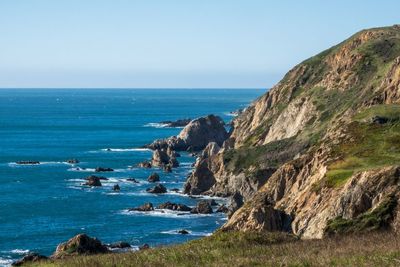 Scenic view of sea against clear sky