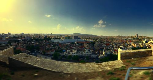 High angle view of townscape against sky