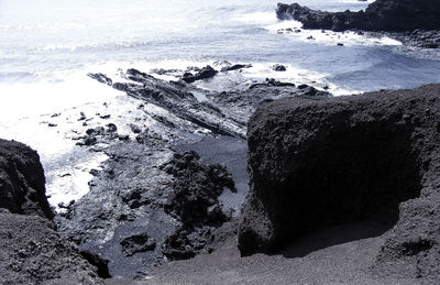 Scenic view of sea against sky during winter