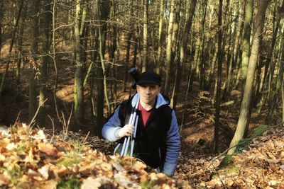 Portrait of man in forest