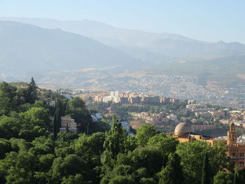 High angle view of mountain against sky