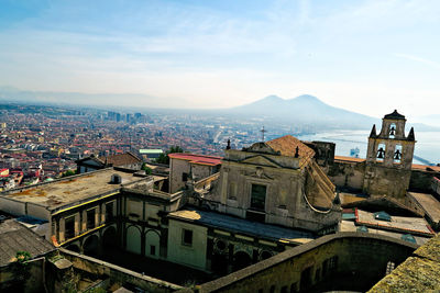 High angle view of cityscape against sky