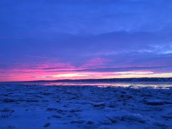 Scenic view of sea at sunset