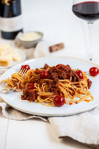 Close-up of food in plate on table