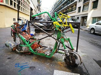 Bicycles on street in city