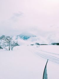 Scenic view of mountains against sky during winter