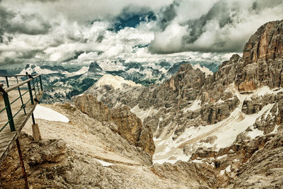 Scenic view of landscape and mountains against sky