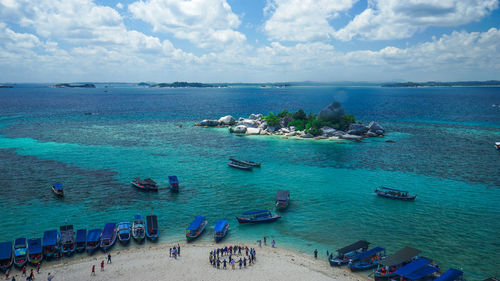 High angle view of beach against sky