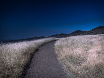 Scenic view of landscape against clear blue sky