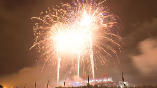 Low angle view of firework display