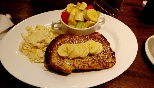 High angle view of meal served in plate