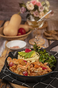 High angle view of food on table