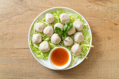 Directly above shot of food in bowl on table