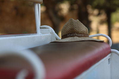 Close-up of old hat