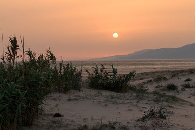 Scenic view of sea against sky during sunset