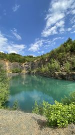 Scenic view of lake against sky