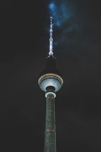 Low angle view of berlin fernsehturm at night